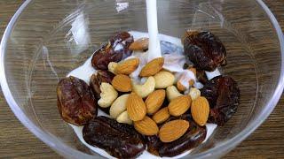 Add Milk into Dates and Nuts the result will surprise you 