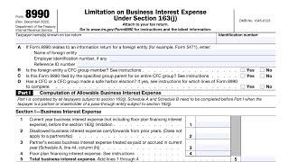 IRS Form 8990 walkthrough Limitation on Business Interest Expenses Under IRC Section 163j