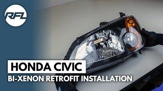 Honda Civic EM2 Coupe  HID Bi-xenon Projector Retrofit blackout DIY installation