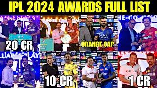 IPL 2024 Orange Cap Purple Cap Full List of awards  IPL 2024 Awards Full List