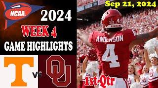 Tennessee vs Oklahoma 1st-Qtr Game Highlights Week 4 Sep 21 2024  NCAA 2024  NCAA Football