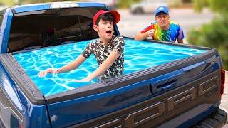 Jason and Alex Swim in Truck Pool Adventure