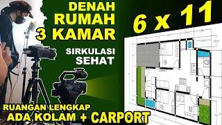 Rumah 6x11 Bisa 3 Kamar Tidur Part 1 Sirkulasi Sehat Ruangan Lengkap