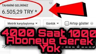 4000 Saat  1000 Abone Olmadan Youtube PARA KAZANMA 