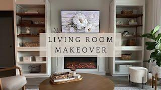 Living Room Makeover with Upcycled Bookshelves