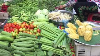 Morning Market - Fresh Vegetables - Amazing Village Food Market - Cambodia country