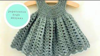 tığ işi kolay bebek elbisesi yapımı & knitted baby dress pattern  örgü elbise modelleri