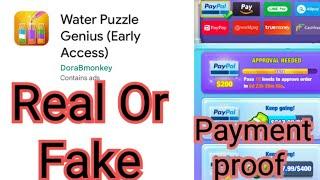 Water Puzzle Genius app Real or Fake  Water Puzzle Genius App withdraw Proof  Water Puzzle Genius