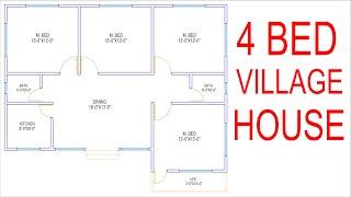 HOUSE PLAN DESIGN  EP 60  1000 SQUARE FEET 4 BEDROOMS HOUSE PLAN  LAYOUT PLAN