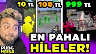 10 TL vs 100 TL vs 999 TL HİLELER Pubg Mobile Ucuz Orta Pahalı Hile Videoları