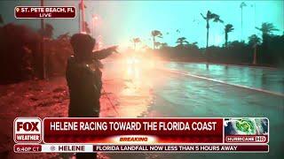 Insane Power Flash Lights Up Sky Behind Hurricane Helene Reporter