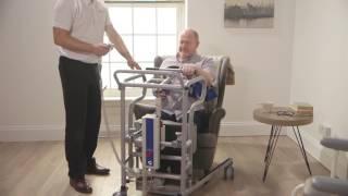 Transferring a person from armchair to showerchair ft. SA160C Thoracic Sling and T40B Shower chair