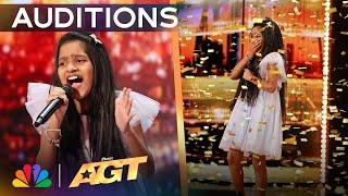 Pranysqa Mishra Receives The GOLDEN BUZZER for River Deep - Mountain High  Auditions  AGT 2024