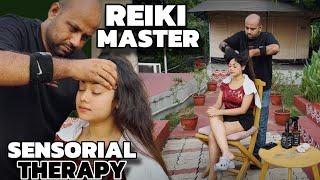 Reiki master performing head massage therapy to Relax Anxiety n Sleeplessness issue  ASMR therapy