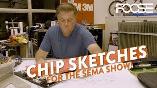 Chip sketches his concept on a modern Mustang for the SEMA Show