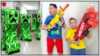 Caught on Security Camera NERF Minecraft Creepers Invasion & Other New NERF Stories by RM Bros