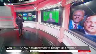 GNU I ANC agrees to recognise Orania on FF+ conditions Groenewald