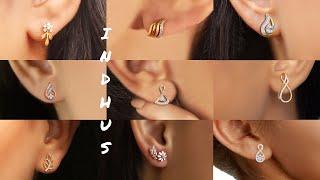 Stud Gold and Diamond Earrings Designs with Price and Weight  Gold Studs Designs#Indhus_Jewellery