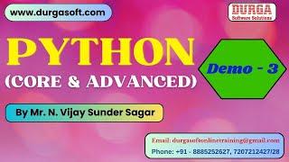 PYTHON tutorials  Demo - 3  by Mr. N. Vijay Sunder Sagar On 22-07-2024 @7PM IST