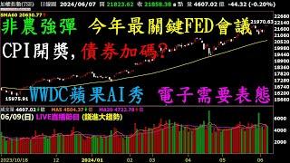 非農就業強彈 今年最關鍵一場FED會議，CPI下週三開獎 債券可加碼嗎? WWDC蘋果AI秀 電子股需要表態  陳智霖分析師  超直白會長  20240609直播LIVE #WWDC#非農#AI