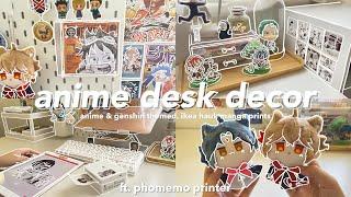  anime desk makeover  aesthetic & genshin themed ikea haul manga prints ft. phomemo printer 