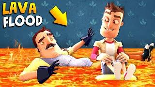 FLOODING EVERYTHING IN LAVA The Floor Is Lava  Hello Neighbor Gameplay Mods