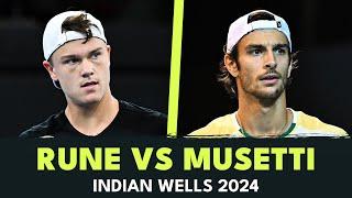 Lorenzo Musetti vs Holger Rune Highlights  Indian Wells 2024