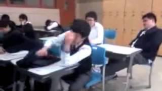 Hilarious In Class Bully hits sleeping Classmate then fat kid get drop kicked