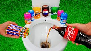 Big Coca Cola VS Mentos Fanta  Pepsi Sprite Fanta Popular Sodas and Mix Mentos in the toilet