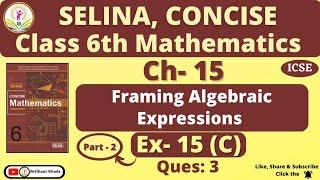 Class 6 ICSE  Selina Math  Ch- 15 Framing Algebraic Expressions Ex 15 C Ques 3