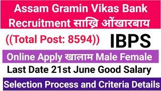 Assam Gramin Vikas Bank आव साख्रि ओंखारदों IBPS Recruitment 8594 Vacancy @Bodojobinfoofficial