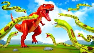 Trex vs 100 Wild Snakes  Super Dinosaur Escape Adventure  Jurassic World 2024