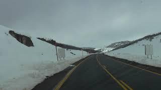 Driving to Perisher Ski Resort from Jindabyne following Kosciuszko Road Snowy Mountains Australia