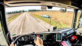 POV truck Driving Scania R450 southern france  cockpit view