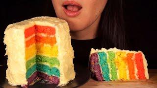 ASMR Homemade Rainbow Layer Cake No Talking