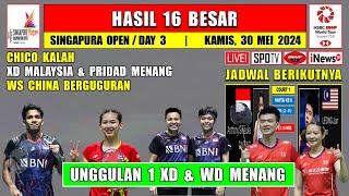 Hasil 16 Besar Singapura Open 2024 Hari Ini  CHICO Kalah  Rank 1 XD & WD Menang  PRIFAD Menang