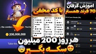 با کد مخفی هر روز 200 میلیون سکه همستر بگیر  + آموزش گرفتن ۴۴ فرند در ربات همستر کامبت