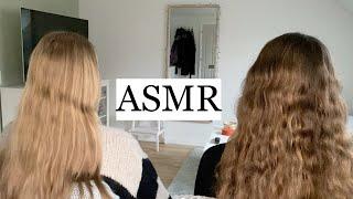 ASMR  GENTLE HAIR PLAY WITH FRIENDS  Slow hair brushing back scratching braiding no talking