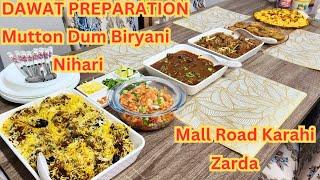 Dawat Preparation - Cooking Mutton masala dum biryani Mall Road Karahi Zarda Nihari