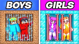 BOYS vs GIRLS SECURITY PRISON House Build Challenge In Minecraft