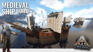 I BUILT an EPIC Medieval Crusader Ship on a Raft ARK Fjordur - Speed Build