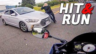 DRIVER HITS & RUNS AWAY  EPIC & CRAZY MOTORCYCLE MOMENTS  Ep. 129