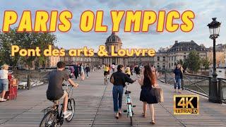 Paris Olympics France  Paris Walk 2024 - Pont Des Arts & Louvre  - Paris Olympic 4K HDR