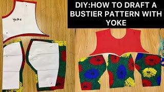 How to Draft a Bustier Blouse pattern with Yoke. #sewingtutorial