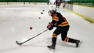 Ice Hockey drills at stick and puck. Demo by first year U13 player Magnus King