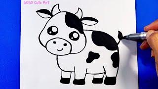 How to draw a Cute Cow step by step  BOBO Cute Art