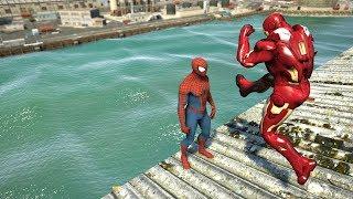 GTA 5 SPIDERMAN vs IRON MAN  Water Ragdolls FailsJumps vol.4 Euphoria Physics Funny Moments