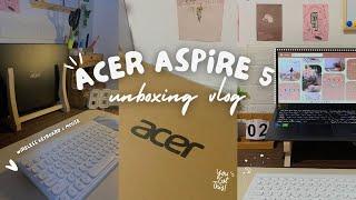 aesthetic laptop unboxing  acer aspire 5 + freebies  2023
