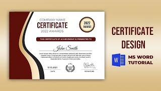 How to make Certificate Design in Microsoft word  MS Word Certificate Design Tutorial