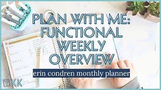 Erin Condren Functional Plan with Me DIY Simple Weekly Overview on Notes Pages in Monthly Planner